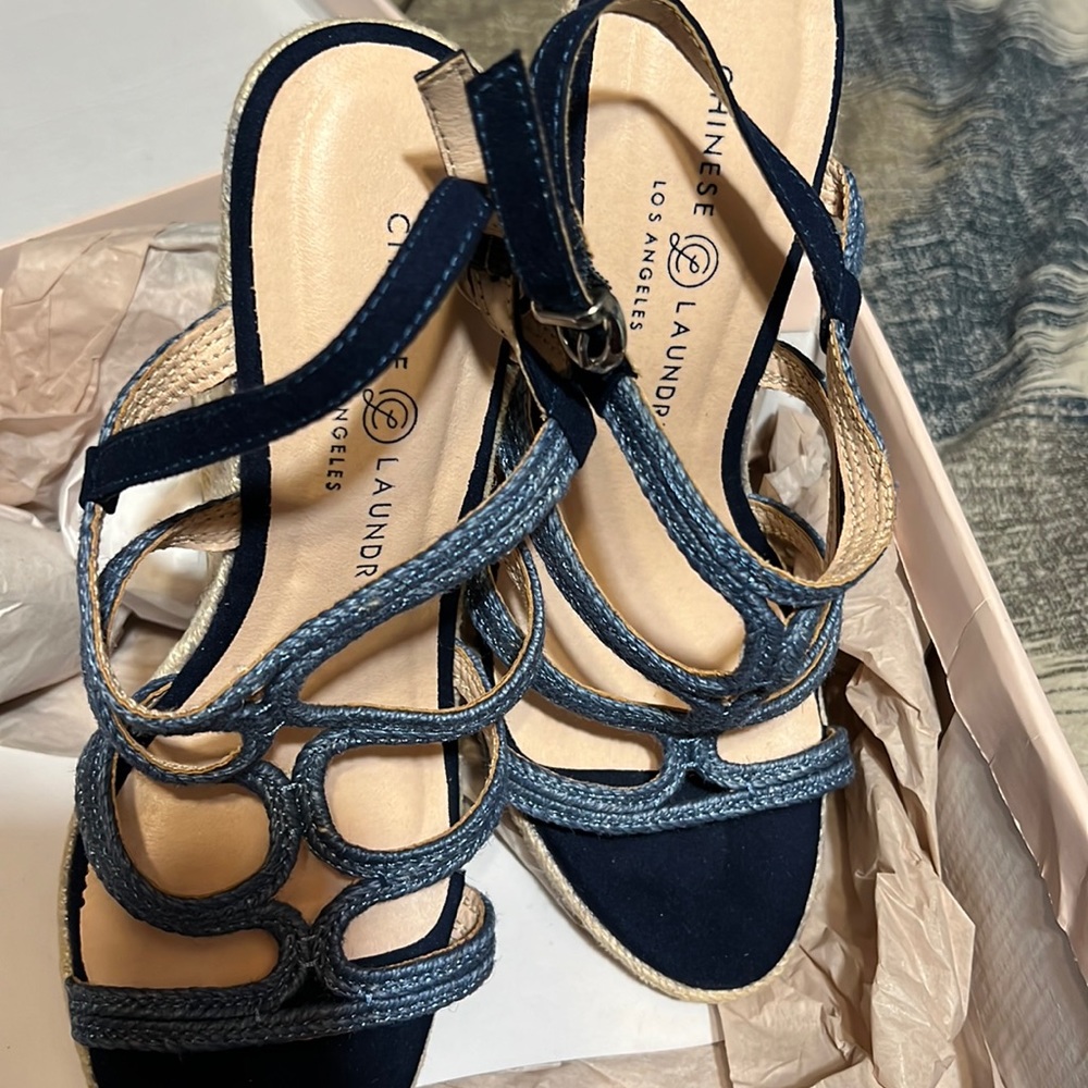 Denim Wedge Sandals